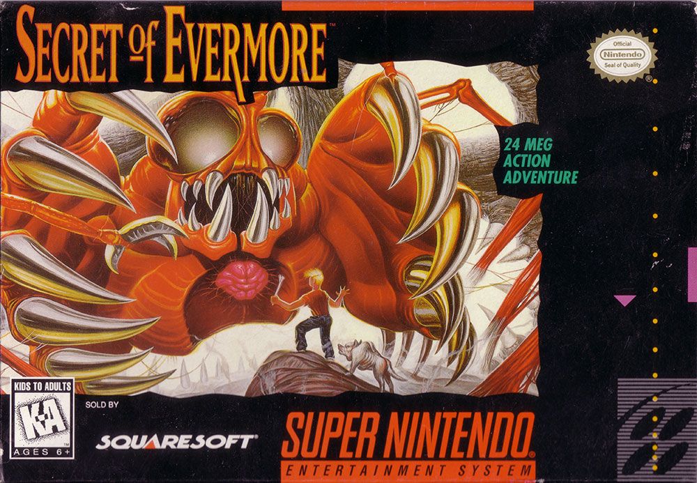 Secret of Evermore box art for Super Nintendo